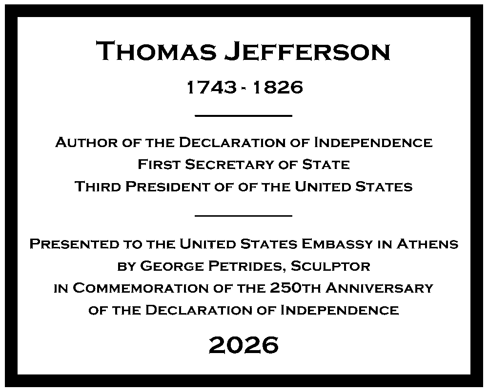 Fabricator’s proof of the curved bronze plaque for the Thomas Jefferson sculpture base